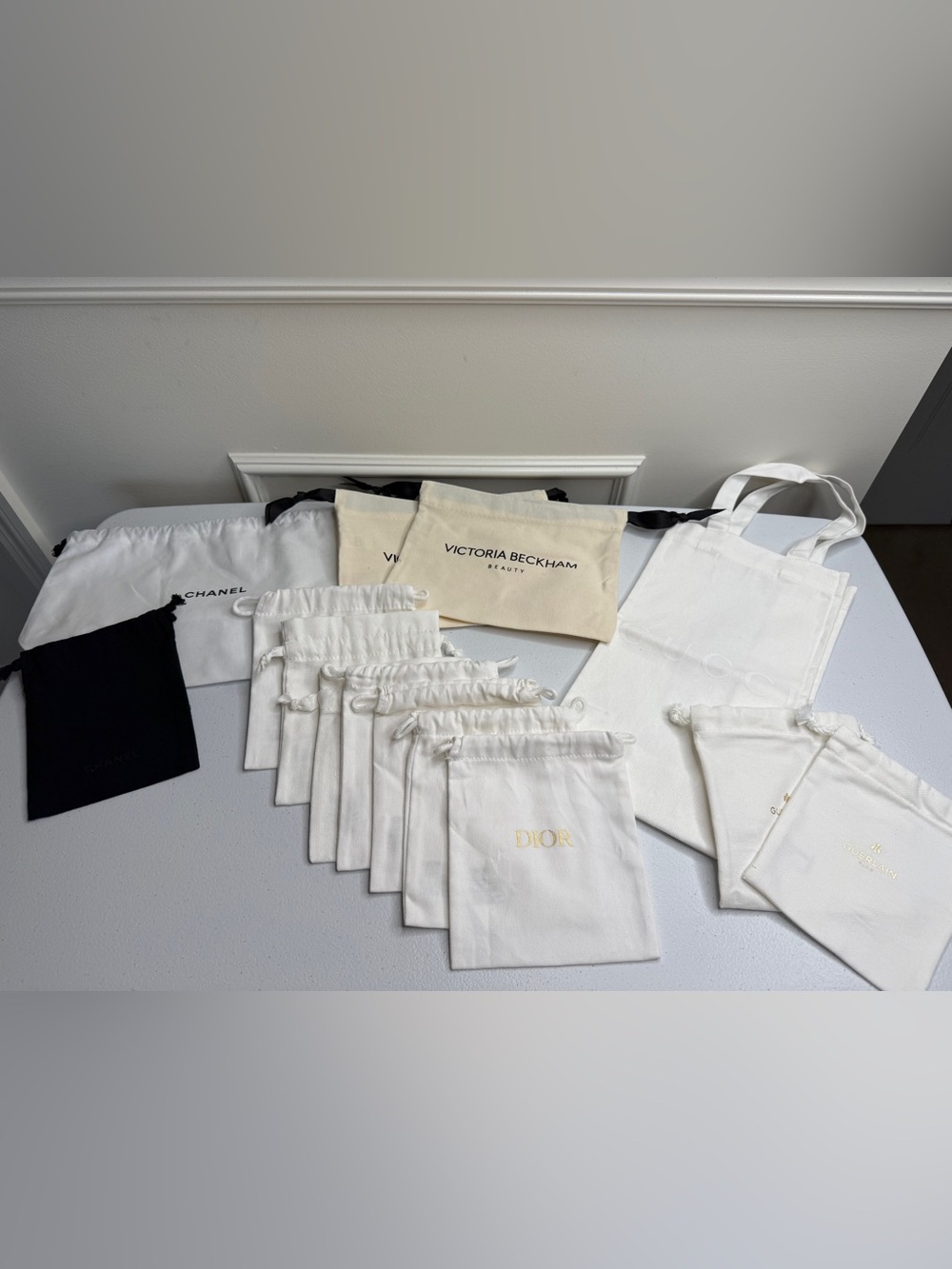 Luxury Assorted Designer White Dust Bags Collection, Bundle Contains 14 Items